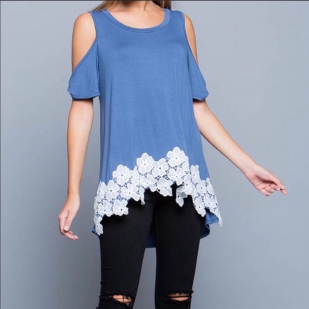 Cold Shoulder Crochet Trim Tunic